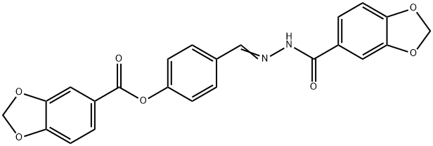 4-[2-(1,3-benzodioxol-5-ylcarbonyl)carbohydrazonoyl]phenyl 1,3-benzodioxole-5-carboxylate Struktur