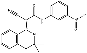 2-cyano-2-(3,3-dimethyl-3,4-dihydro-1(2H)-isoquinolinylidene)-N-{3-nitrophenyl}acetamide Struktur