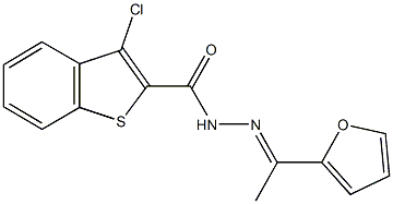 3-chloro-N'-[1-(2-furyl)ethylidene]-1-benzothiophene-2-carbohydrazide Struktur