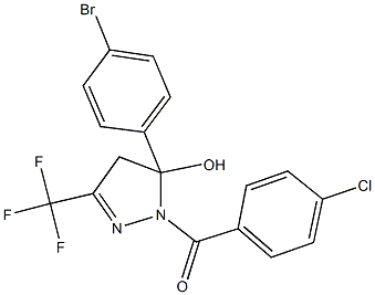 5-(4-bromophenyl)-1-(4-chlorobenzoyl)-3-(trifluoromethyl)-4,5-dihydro-1H-pyrazol-5-ol Struktur