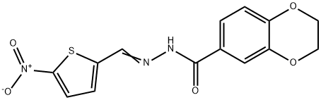 N'-({5-nitro-2-thienyl}methylene)-2,3-dihydro-1,4-benzodioxine-6-carbohydrazide Struktur