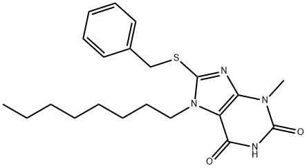 8-(benzylsulfanyl)-3-methyl-7-octyl-3,7-dihydro-1H-purine-2,6-dione Struktur