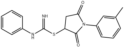 1-(3-methylphenyl)-2,5-dioxo-3-pyrrolidinyl N'-phenylimidothiocarbamate Struktur