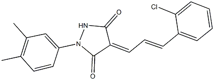 4-[3-(2-chlorophenyl)-2-propenylidene]-1-(3,4-dimethylphenyl)-3,5-pyrazolidinedione Struktur