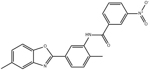 3-nitro-N-[2-methyl-5-(5-methyl-1,3-benzoxazol-2-yl)phenyl]benzamide Struktur