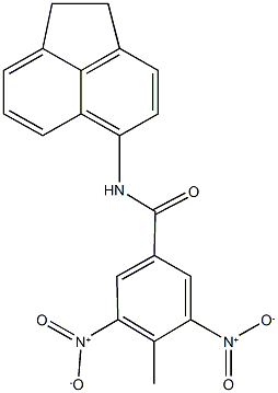 N-(1,2-dihydro-5-acenaphthylenyl)-3,5-bisnitro-4-methylbenzamide Struktur