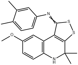 N-(3,4-dimethylphenyl)-N-(8-methoxy-4,4-dimethyl-4,5-dihydro-1H-[1,2]dithiolo[3,4-c]quinolin-1-ylidene)amine Struktur