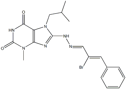 2-bromo-3-phenylacrylaldehyde (7-isobutyl-3-methyl-2,6-dioxo-2,3,6,7-tetrahydro-1H-purin-8-yl)hydrazone Struktur