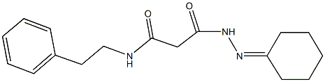 3-(2-cyclohexylidenehydrazino)-3-oxo-N-(2-phenylethyl)propanamide Struktur