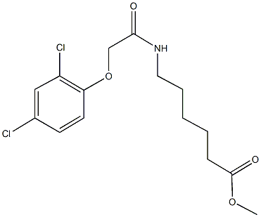 methyl 6-{[(2,4-dichlorophenoxy)acetyl]amino}hexanoate Struktur