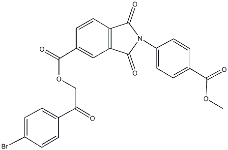 2-(4-bromophenyl)-2-oxoethyl 2-[4-(methoxycarbonyl)phenyl]-1,3-dioxoisoindoline-5-carboxylate Struktur