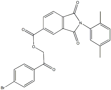 2-(4-bromophenyl)-2-oxoethyl 2-(2,5-dimethylphenyl)-1,3-dioxoisoindoline-5-carboxylate Struktur