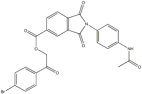 2-(4-bromophenyl)-2-oxoethyl 2-[4-(acetylamino)phenyl]-1,3-dioxo-2,3-dihydro-1H-isoindole-5-carboxylate Struktur