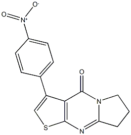 3-{4-nitrophenyl}-7,8-dihydropyrrolo[1,2-a]thieno[2,3-d]pyrimidin-4(6H)-one Struktur