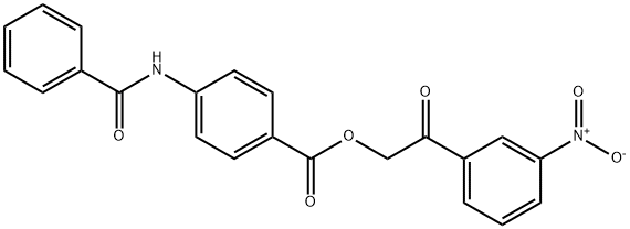 2-{3-nitrophenyl}-2-oxoethyl 4-(benzoylamino)benzoate Struktur