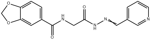 N-{2-oxo-2-[2-(3-pyridinylmethylene)hydrazino]ethyl}-1,3-benzodioxole-5-carboxamide Struktur