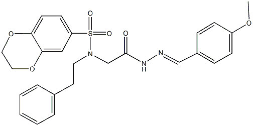 N-{2-[2-(4-methoxybenzylidene)hydrazino]-2-oxoethyl}-N-(2-phenylethyl)-2,3-dihydro-1,4-benzodioxine-6-sulfonamide Struktur