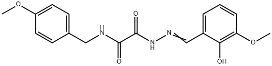 2-[2-(2-hydroxy-3-methoxybenzylidene)hydrazino]-N-(4-methoxybenzyl)-2-oxoacetamide Struktur