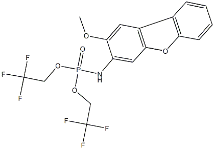 bis(2,2,2-trifluoroethyl) 2-methoxydibenzo[b,d]furan-3-ylamidophosphate Struktur