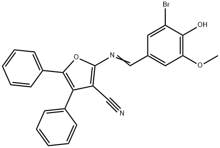 2-[(3-bromo-4-hydroxy-5-methoxybenzylidene)amino]-4,5-diphenyl-3-furonitrile Struktur