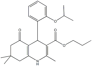 propyl 2,7,7-trimethyl-4-{2-[(1-methylethyl)oxy]phenyl}-5-oxo-1,4,5,6,7,8-hexahydroquinoline-3-carboxylate Struktur