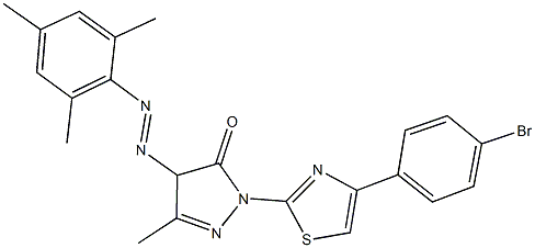 2-[4-(4-bromophenyl)-1,3-thiazol-2-yl]-4-(mesityldiazenyl)-5-methyl-2,4-dihydro-3H-pyrazol-3-one Struktur