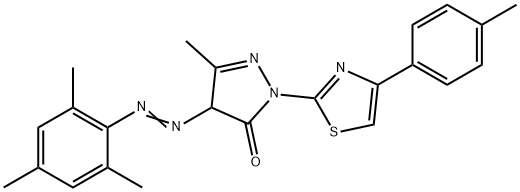 4-(mesityldiazenyl)-5-methyl-2-[4-(4-methylphenyl)-1,3-thiazol-2-yl]-2,4-dihydro-3H-pyrazol-3-one Struktur