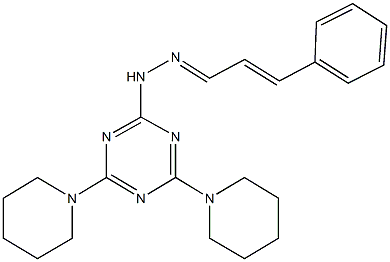 3-phenylacrylaldehyde [4,6-di(1-piperidinyl)-1,3,5-triazin-2-yl]hydrazone Struktur