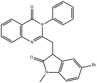 2-[(5-bromo-1-methyl-2-oxo-2,3-dihydro-1H-indol-3-yl)methyl]-3-phenyl-4(3H)-quinazolinone Struktur