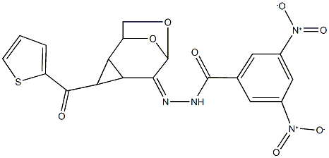 3,5-bisnitro-N'-[3-(2-thienylcarbonyl)-7,9-dioxatricyclo[4.2.1.0~2,4~]non-5-ylidene]benzohydrazide Struktur