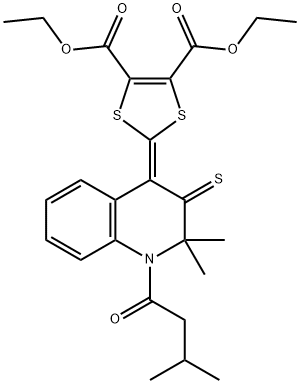 diethyl 2-(2,2-dimethyl-1-(3-methylbutanoyl)-3-thioxo-2,3-dihydroquinolin-4(1H)-ylidene)-1,3-dithiole-4,5-dicarboxylate Struktur