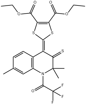 diethyl 2-(2,2,7-trimethyl-3-thioxo-1-(trifluoroacetyl)-2,3-dihydroquinolin-4(1H)-ylidene)-1,3-dithiole-4,5-dicarboxylate Struktur