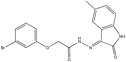 2-(3-bromophenoxy)-N'-(5-methyl-2-oxo-1,2-dihydro-3H-indol-3-ylidene)acetohydrazide Struktur