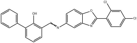 3-({[2-(2,4-dichlorophenyl)-1,3-benzoxazol-5-yl]imino}methyl)[1,1'-biphenyl]-2-ol Struktur