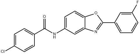 4-chloro-N-[2-(3-fluorophenyl)-1,3-benzoxazol-5-yl]benzamide Struktur