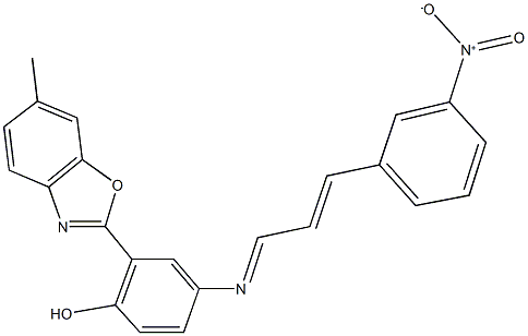 4-[(3-{3-nitrophenyl}-2-propenylidene)amino]-2-(6-methyl-1,3-benzoxazol-2-yl)phenol Struktur