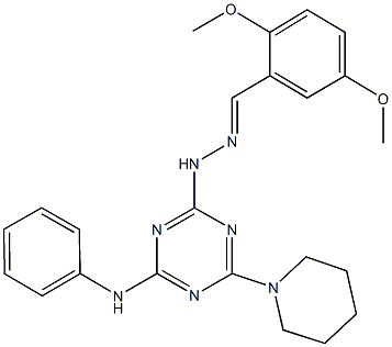 2,5-bis(methyloxy)benzaldehyde [4-(phenylamino)-6-piperidin-1-yl-1,3,5-triazin-2-yl]hydrazone Struktur