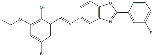 4-bromo-2-ethoxy-6-({[2-(3-fluorophenyl)-1,3-benzoxazol-5-yl]imino}methyl)phenol Struktur