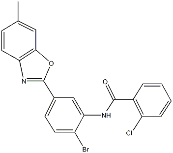 N-[2-bromo-5-(6-methyl-1,3-benzoxazol-2-yl)phenyl]-2-chlorobenzamide Struktur