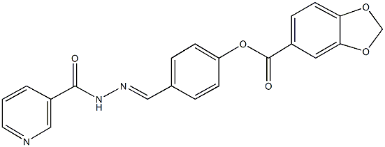 4-[2-(3-pyridinylcarbonyl)carbohydrazonoyl]phenyl 1,3-benzodioxole-5-carboxylate Struktur