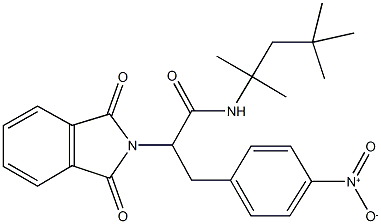 2-(1,3-dioxo-1,3-dihydro-2H-isoindol-2-yl)-3-{4-nitrophenyl}-N-(1,1,3,3-tetramethylbutyl)propanamide Struktur