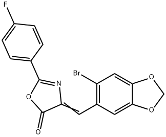 4-[(6-bromo-1,3-benzodioxol-5-yl)methylene]-2-(4-fluorophenyl)-1,3-oxazol-5(4H)-one Struktur