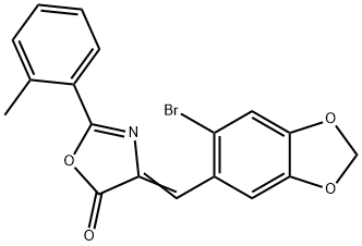 4-[(6-bromo-1,3-benzodioxol-5-yl)methylene]-2-(2-methylphenyl)-1,3-oxazol-5(4H)-one Struktur