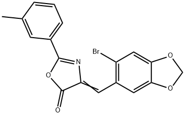 4-[(6-bromo-1,3-benzodioxol-5-yl)methylene]-2-(3-methylphenyl)-1,3-oxazol-5(4H)-one Struktur