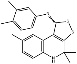 N-(3,4-dimethylphenyl)-N-(4,4,8-trimethyl-4,5-dihydro-1H-[1,2]dithiolo[3,4-c]quinolin-1-ylidene)amine Struktur