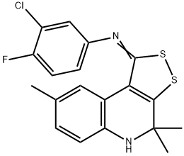 N-(3-chloro-4-fluorophenyl)-N-(4,4,8-trimethyl-4,5-dihydro-1H-[1,2]dithiolo[3,4-c]quinolin-1-ylidene)amine Struktur