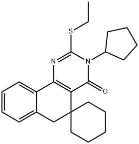 2-(ethylsulfanyl)-3-cyclopentyl-5,6-dihydro-4(3H)-oxospiro(benzo[h]quinazoline-5,1'-cyclohexane) Struktur