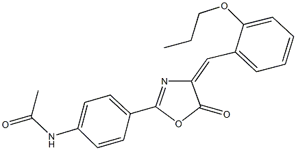 N-{4-[5-oxo-4-(2-propoxybenzylidene)-4,5-dihydro-1,3-oxazol-2-yl]phenyl}acetamide Struktur