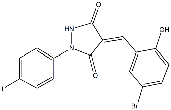 4-(5-bromo-2-hydroxybenzylidene)-1-(4-iodophenyl)-3,5-pyrazolidinedione Struktur