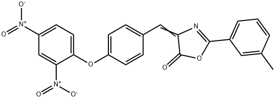 4-(4-{2,4-bisnitrophenoxy}benzylidene)-2-(3-methylphenyl)-1,3-oxazol-5(4H)-one Struktur